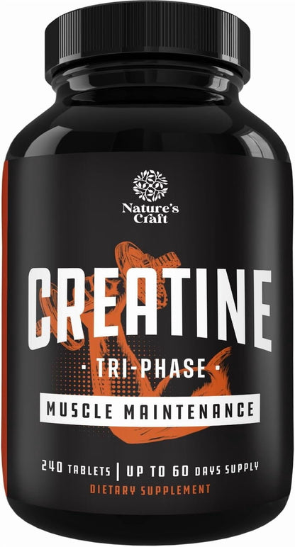 Tri-Phase Creatine Supplement for Muscle Recovery & Muscle Building, 240Ct