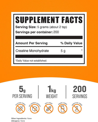 .Com Creatine Monohydrate Powder - Creatine Supplement, Micronized Creatine 1Kg,